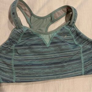 Brooks Green Sports Bra with Racerback and Moisture-Wicking Fabric
